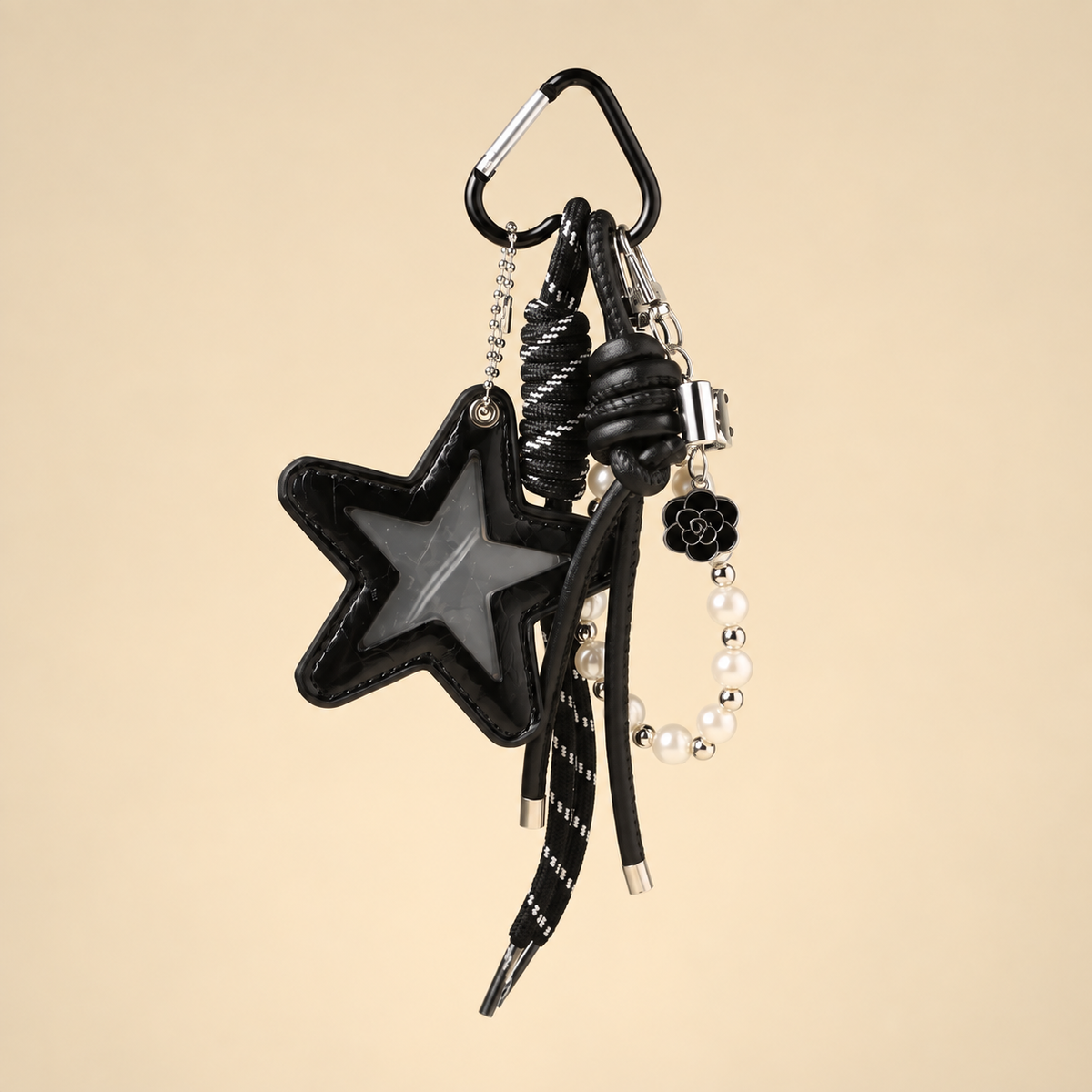 Black star mirror bag charm