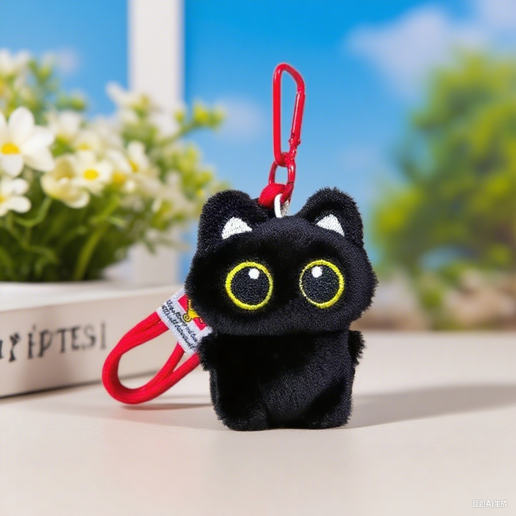 Black Cat Plush Keychain