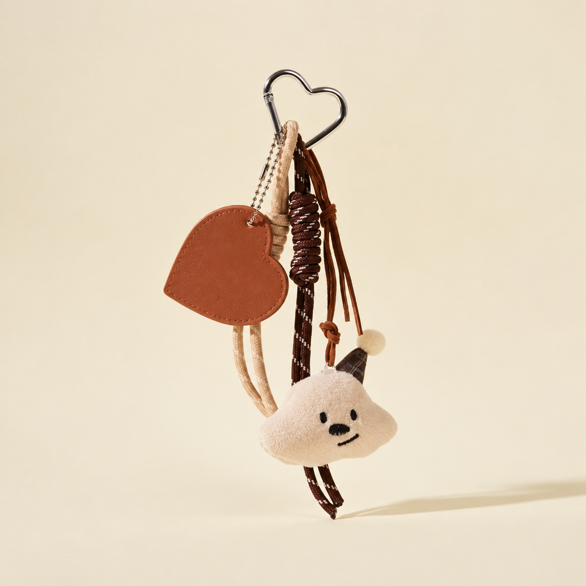 bear bag charm with knotted cords