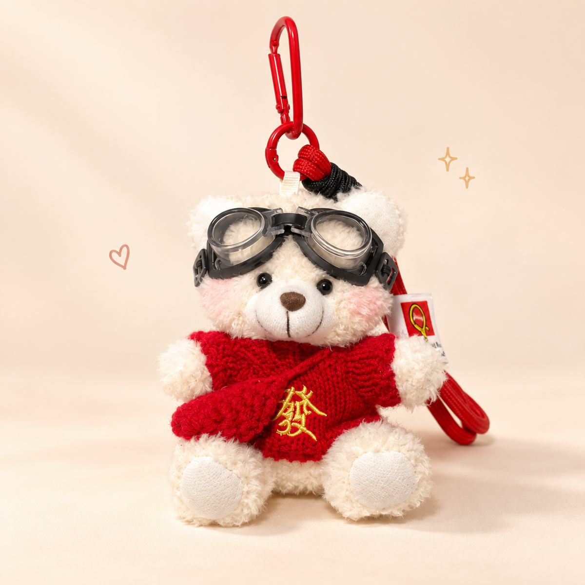 Lucky Bear Plush Charm Series on a softly lit cream and pastel background.