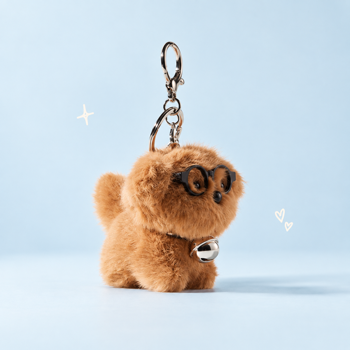 Smart Puppy Keychain on a softly lit cream and pastel background.