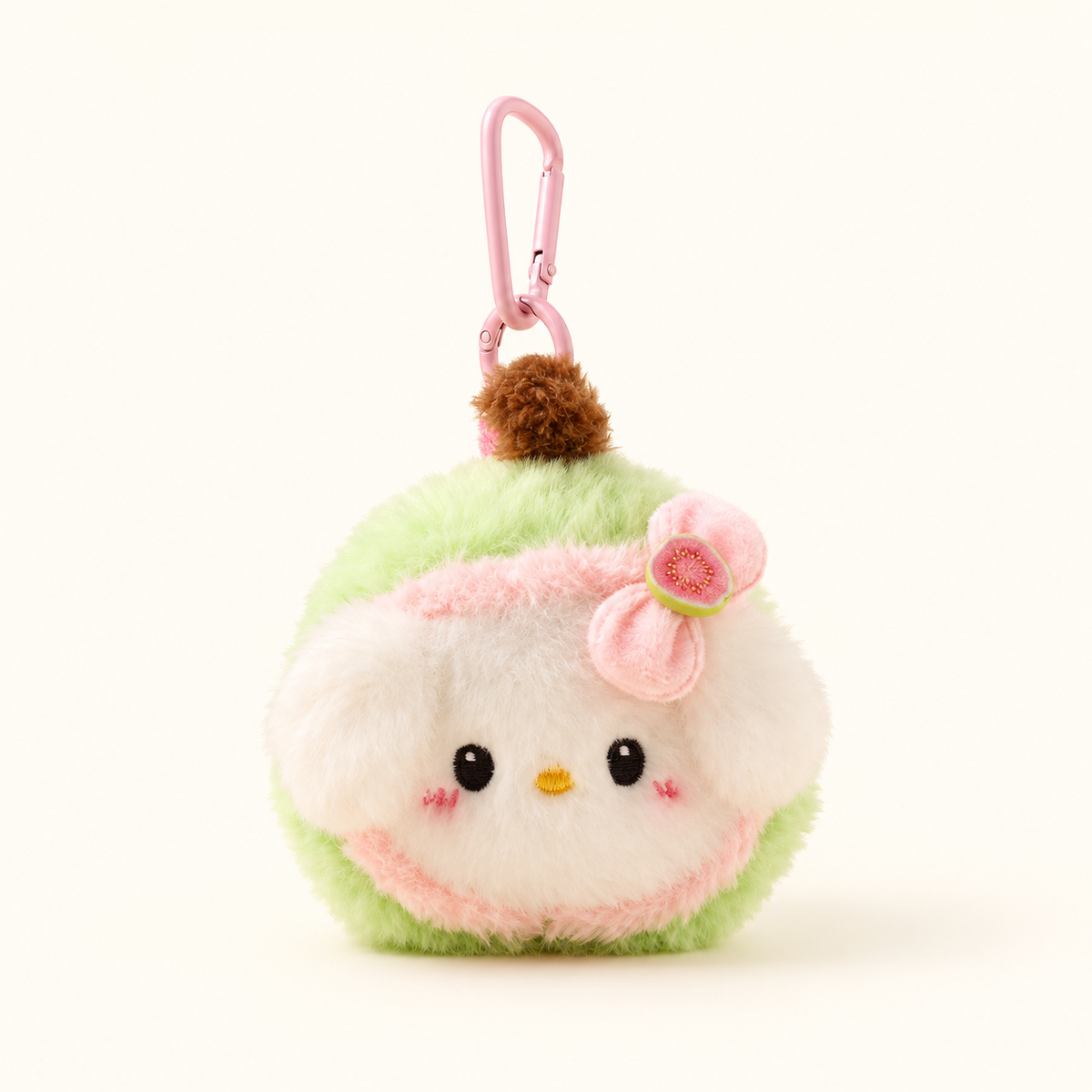 Guava dog plush charm on ivory background
