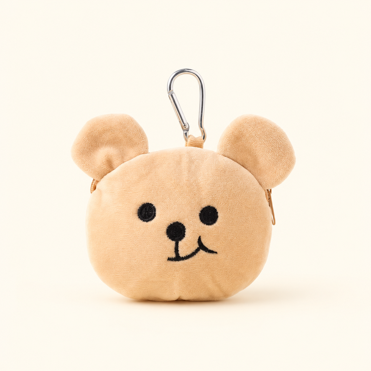 bear plush coin purse charm on ivory background