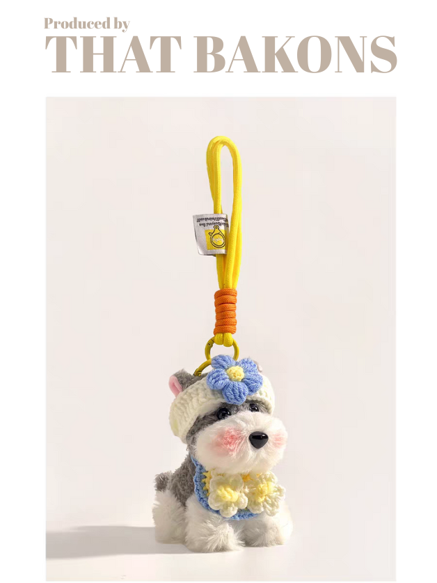 Cute Schnauzer Plush Keychain