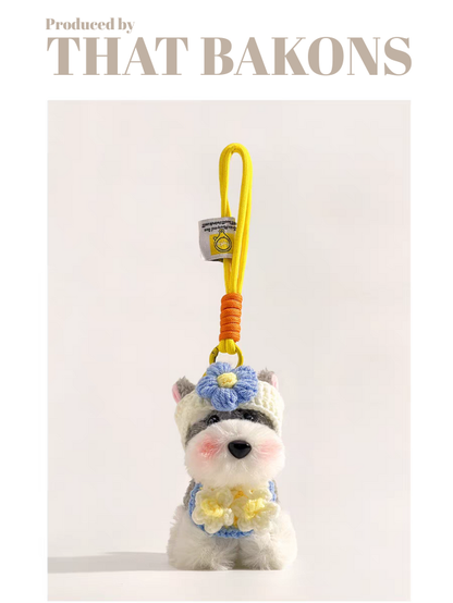 Cute Schnauzer Plush Keychain