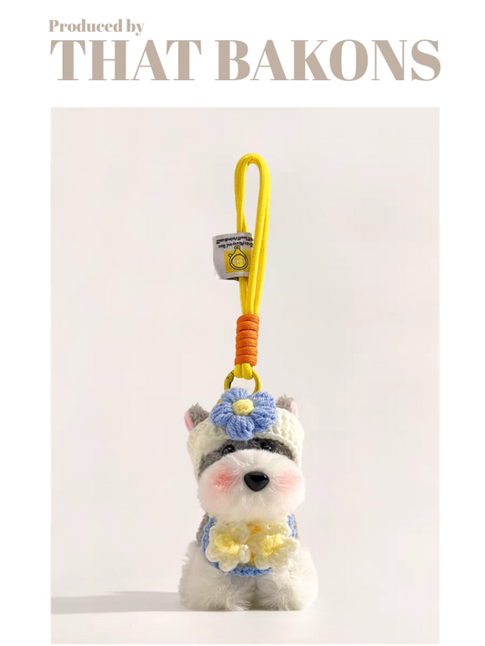 Cute Schnauzer Plush Keychain