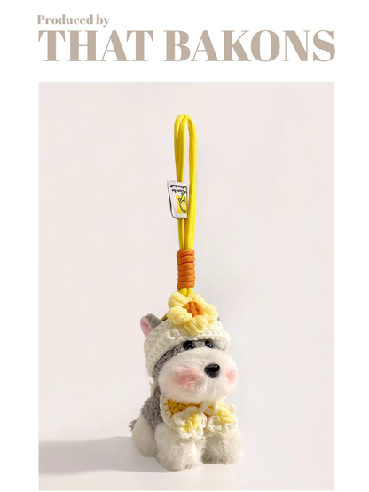 Cute Schnauzer Plush Keychain