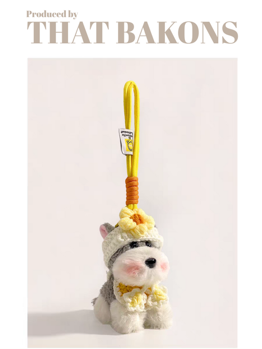 Cute Schnauzer Plush Keychain