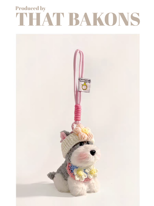 Cute Schnauzer Plush Keychain