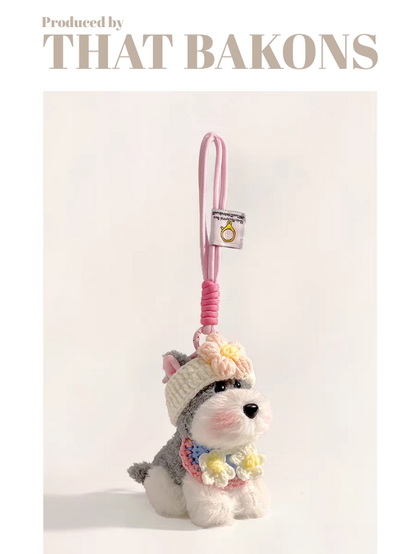 Cute Schnauzer Plush Keychain