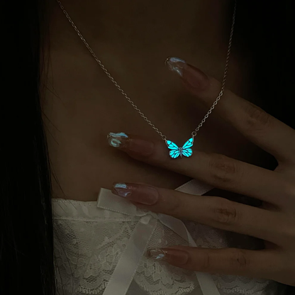 Luminous Dream Blue Butterfly Necklace