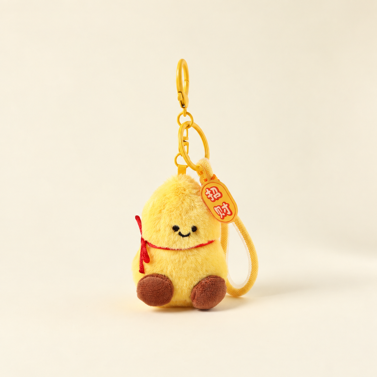 wealth gourd yellow plush bag charm
