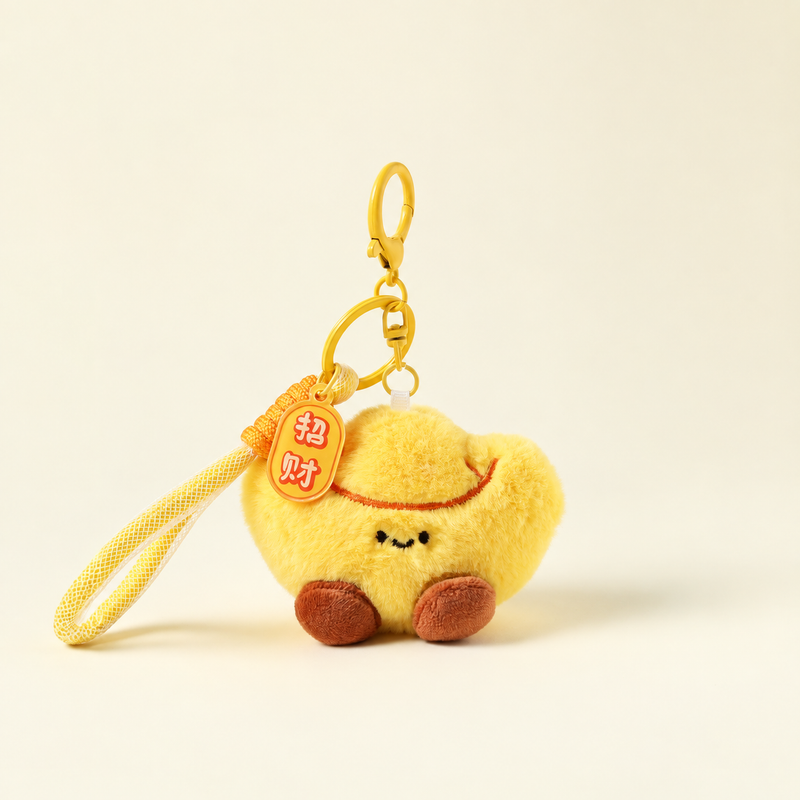 wealth ingot yellow plush bag charm