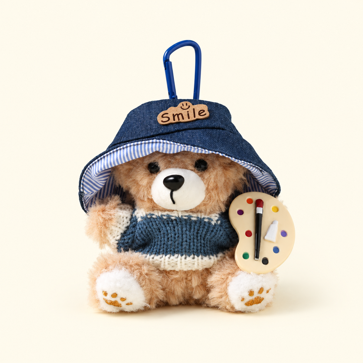 smile denim painter bear plush bag charm