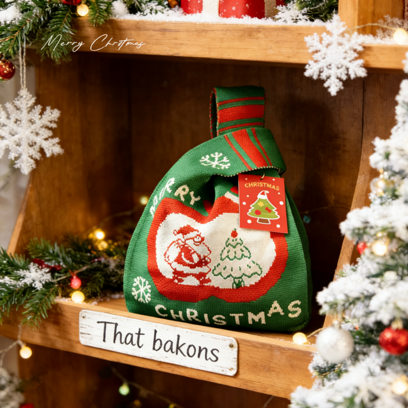 Knitted Christmas Apple Gift Bag