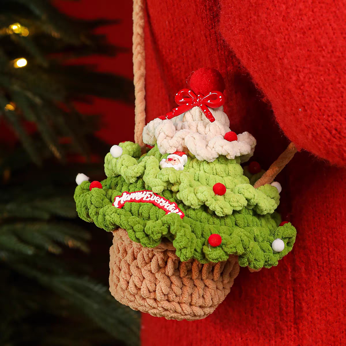 Cozy Crochet Christmas Apple Tree Bag