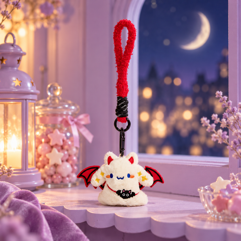 Bat Buddy Charm in a styled storybook scene