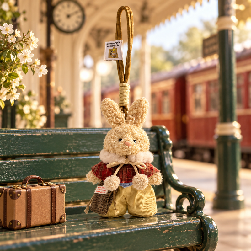 Bunny Plush Charm Collection in a styled storybook scene