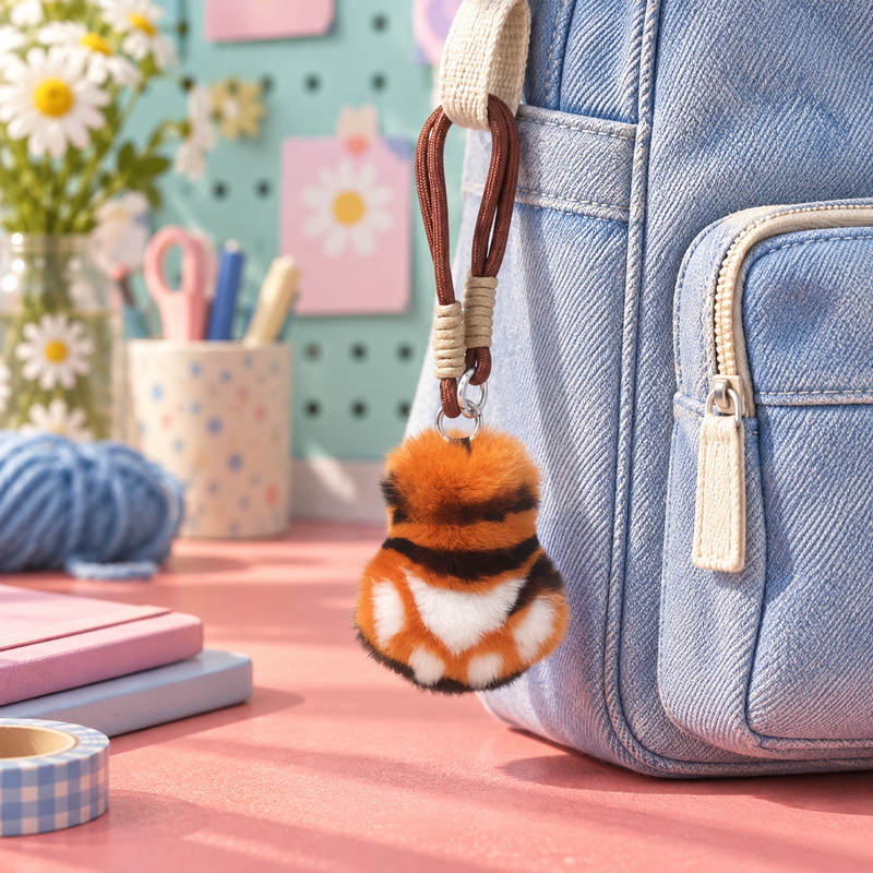 Cat Paw Plush Charm in a styled storybook scene