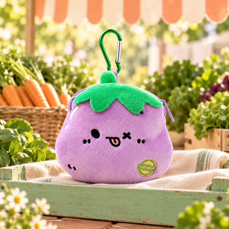 Happy Harvest Plush Coin Purse Charm in a styled storybook scene