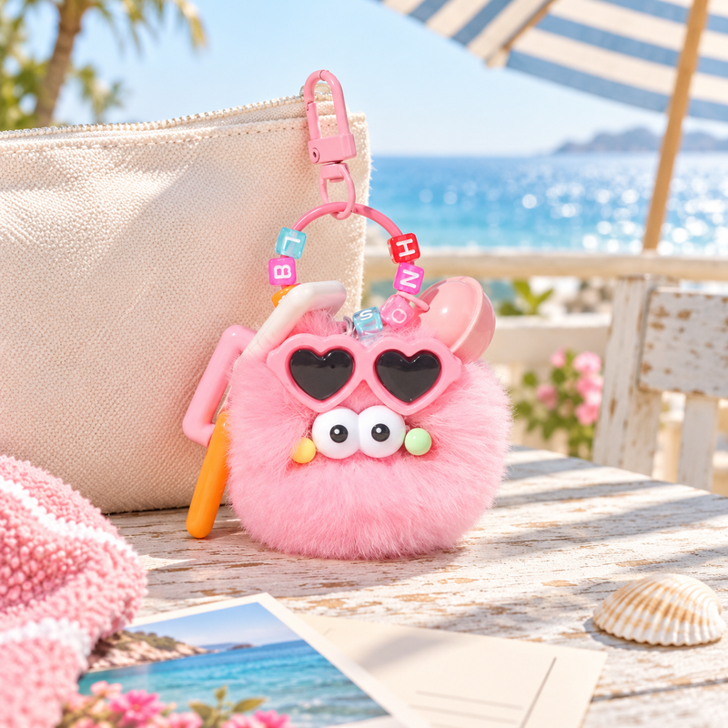 Sunnyball Plush Charm in a richly styled lifestyle scene
