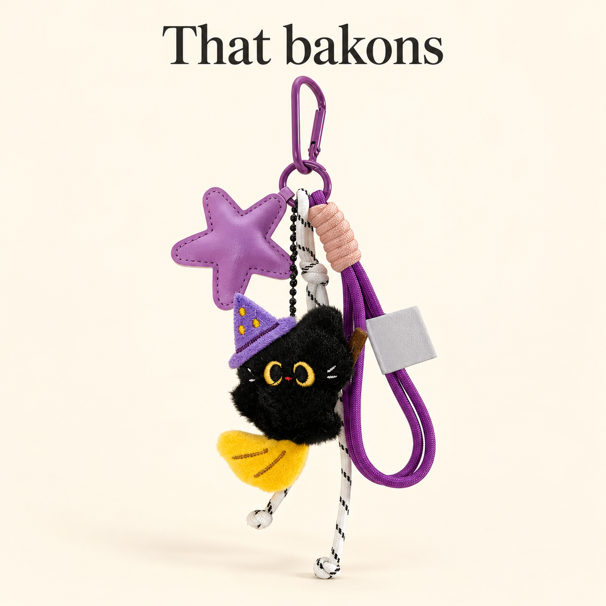 That bakons Broom Cat Plush Bag Charm