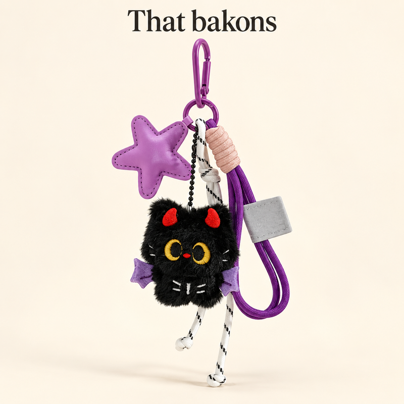 That bakons Devil Cat Plush Bag Charm