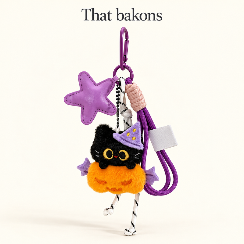 That bakons Pumpkin Cat Plush Bag Charm